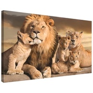 Quadro Decorativo Família de Leões em Canvas - Estilo Moderno para Sala, Quarto e Consultório - imagem 2