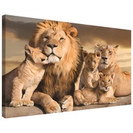 Quadro Decorativo Família de Leões em Canvas - Estilo Moderno para Sala, Quarto e Consultório - imagem 1