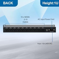 PDU Horizontal 1U ThePoEstore: 10 Tomadas, Proteção contra Surtos e LEDs Individuais para Rack - imagem 4
