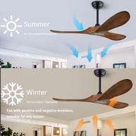 Ventilador de Teto 132cm com Controle Remoto - Motor CC Silencioso, Lâminas de Madeira Maciça, Reversível - imagem 5