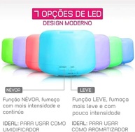 Difusor de Aromas Elétrico 500ml com LED 7 Cores, Controle Remoto, Umidificador e Purificador de Ar com Desligamento Automático - imagem 5