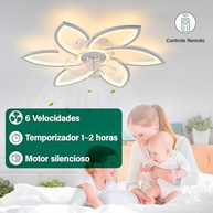 Ventilador de Teto Moderno com Luz LED Regulável e Controle Remoto | 6 Velocidades Silenciosas para Quarto - imagem 4