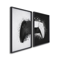 Quadros Decorativos Controle de Vídeo Game - Dualidade Preto e Branco para Ambientes Gamer - imagem 2