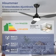 Ventilador de Teto com Controle Remoto, LED 21W, Silencioso e Moderno – Ideal para Quartos e Salas - imagem 4