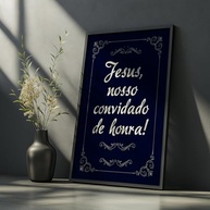 Quadro Decorativo Jesus Nosso Convidado - Moldura com Frase Cristã para Decoração Religiosa de Sala, Quarto e Igreja - imagem 2