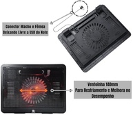Suporte para Notebook com Cooler LED Silencioso Ajustável Ergonômico Base Refrigerada Portátil Universal Leve e Resistente - imagem 3