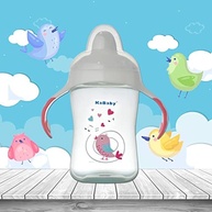 KaBaby Copo 300ml com Bico Rígido e Alças - Design Pássaro Rosa - imagem 3