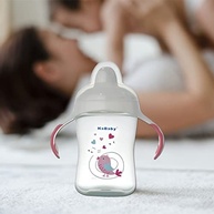 KaBaby Copo 300ml com Bico Rígido e Alças - Design Pássaro Rosa - imagem 4