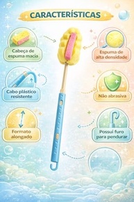 Escova Lava Mamadeira e Copo com Cabo Ajustável - Cabeça de Espuma Macia, Não Risca, Ideal para Limpeza Profunda - imagem 5