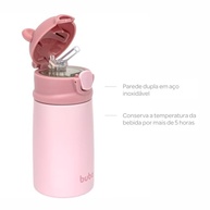 Copo Térmico Buba Ursinho Rosa - Parede Dupla para Bebês e Crianças - imagem 4