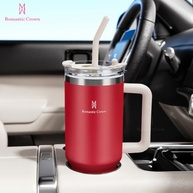 Romantic Crown Copo Térmico com Canudo 1,18L - Aço Inox 304, Tampa à Prova de Vazamento, Alça e Design Ergonômico para Viagem - imagem 3