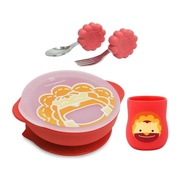 Kit Alimentação Copo Anatômico, Tigela e Talheres Leão - Marcus & Marcus | Seguro, Ergonômico e Divertido para Crianças - imagem 1