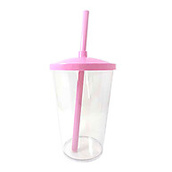Copo Plástico 300ml Rosa Claro com Tampa e Canudo - Rizzo - imagem 1
