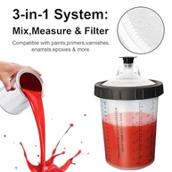 Sistema de copos de tinta descartáveis de 800 ml para pistola de pulverização automotiva HVLP e LVLP, copos de filtro de medição de mistura compatíveis com PPS com filtro de 125 mícrons, 45 - imagem 4