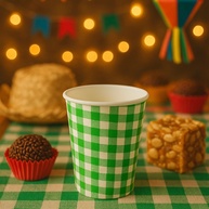 Copos Festa Junina: 10 a 60 Unidades Xadrez Verde - imagem 1