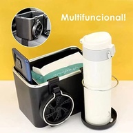 Organizador Porta Objetos Carro com Porta Copos Retrátil - Preto Elegante - imagem 5