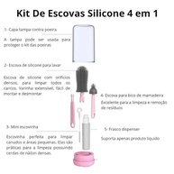 Kit Escova de Higiene 4 em 1 para Copos, Garrafas e Mamadeiras - Rosa - imagem 5