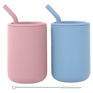 Copos de Silicone para Bebês WeeSprout com Canudos e Tampas - Conjunto de 2 Unidades - imagem 1
