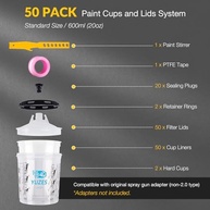 YUZES Sistema de Copos de Mistura de Tinta 600 ml - Fácil Filtragem, 360° e Compatibilidade Universal - imagem 3