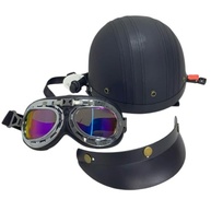 Capacete Coquinho Aberto Estilo Retrô com Óculos Integrado para Motos - imagem 4