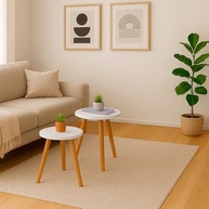 Kit 2 Mesas Cora de Canto Redondas com Pés Palito em MDF Branco – Estilo e Praticidade para Sala, Quarto ou Escritório - imagem 4