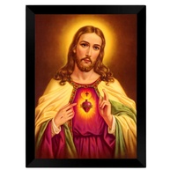 Quadro Decorativo Religioso Sagrado Coração de Jesus - Design Elegante em Preto A3 - imagem 1