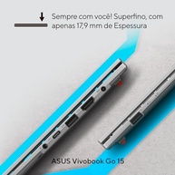 Notebook ASUS Vivobook Go 15, Intel Core i3 N305, 4GB, 128GB SSD, W11 Home, Tela 15.6" FHD Cool Silver - E1504GA-NJ440W - imagem 3