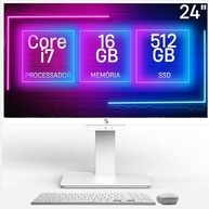 Computador All in One 24", Intel Core i7, 16GB memória, SSD 512GB, Webcam, Wifi, Bluetooth, Windows 10, Branco - 3green Unique A3GU-0110 - imagem 1