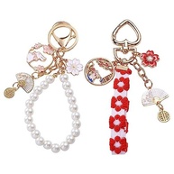 Pingente de estilo coreano porta-chaves de carro bonito chaveiro de liga floral leque pérola desenho animado coelho chaveiro, Estilo 1, G - imagem 5