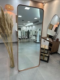 Espelho Retangular com Suporte de Chão em Alumínio 170x70cm - Rose Gold Corpo Inteiro - imagem 3