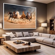 Quadro Cavalos Correndo no Deserto com Moldura - Decoração Moderna para Sala e Quarto - imagem 5