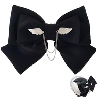 Decoração de Capacete GORGECRAFT: Laço Preto Grande com Corrente Prata e Ventosa - Estilo Único para Moto, Bike e Esqui - imagem 1