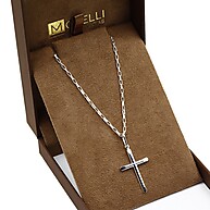Corrente Prata 925 Cartier 70cm + Crucifixo Liso - imagem 1