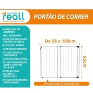 Grade de Segurança para Portão com Função Abrir e Correr - Alumínio Resistente, Largura Regulável 58 a 100cm, Altura 85cm - imagem 4