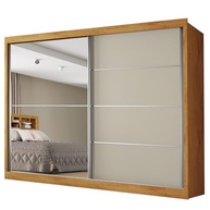 Guarda-Roupas Casal 2 Portas de Correr com Espelho e 4 Gavetas - Flex 100% MDF Madeirado/Off White Áustria - imagem 2
