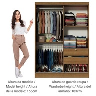 Guarda-roupa Solteiro Madesa Luke 2 Portas de Correr com Espelho Rustic - Design Moderno e Espaçoso - imagem 3