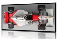 Quadro Decorativo Carro Corrida Honda Senna F1 130x60cm - Moldura Preta com Vinil Brilhante - imagem 5