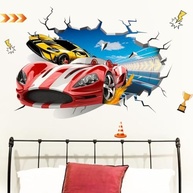 Decalques de Parede 3D Runtoo - Carros de Corrida para Decoração Infantil e Adulta - imagem 4