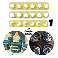 Cortadores Miniaturas Blue Star: Estrela, Lua e Coração - imagem 1