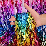 Cortina Decorativa Metalizada Multicor Ondulada 1x2m – Brilho e Movimento para Sua Festa! - imagem 1