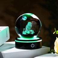 Estatueta de Coruja 3D em Cristal K9 com Base LED Colorida - Presente Simbólico e Decorativo - imagem 3
