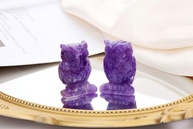 Coruja de Cristal de Ametista - Estátua Decorativa de 5cm para Casa e Escritório | Simbolo de Sabedoria e Proteção - imagem 4
