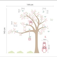 Adesivo de Parede Infantil para Quarto de Menina - Árvore, Coruja e Corações em Vinil Decorativo - imagem 4
