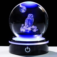 Estatueta de Coruja 3D em Cristal K9 com Base LED Colorida - Presente Simbólico e Decorativo - imagem 2