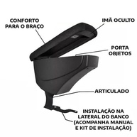 Apoio de Braço Courvin Grafite c/ Costura Azul para Sandero, Logan e Stepway (Sem Console) - Conforto e Estilo - imagem 4
