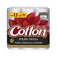 Cotton Deluxe: Papel Higiênico Tripla Camada – 12 Rolos - imagem 1