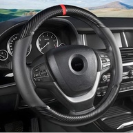 Capa de Volante Esportiva Fibra de Carbono e Couro Microfibra 38cm - Antiderrapante e Respirável - imagem 2