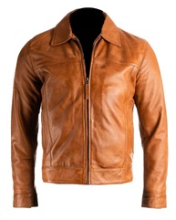 Isaac & David Chicago Jaqueta masculina clássica de couro de pele de cordeiro preto/marrom, parte inferior aberta, jaqueta de corrida vintage para motociclista - imagem 1