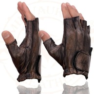 Luvas masculinas de couro MG7561 MG7561 Mingerless envelhecido marrom com palma de gel - imagem 5