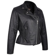 Vance Leather USA Wonderlicious Jaqueta feminina de couro bovino com trança e pino de motociclista - imagem 1